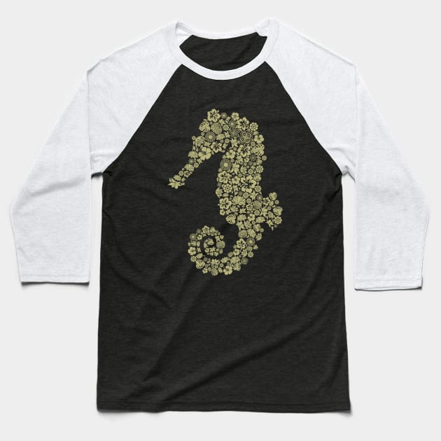 Sea horse flower illustration Baseball T-Shirt by Mako Design 